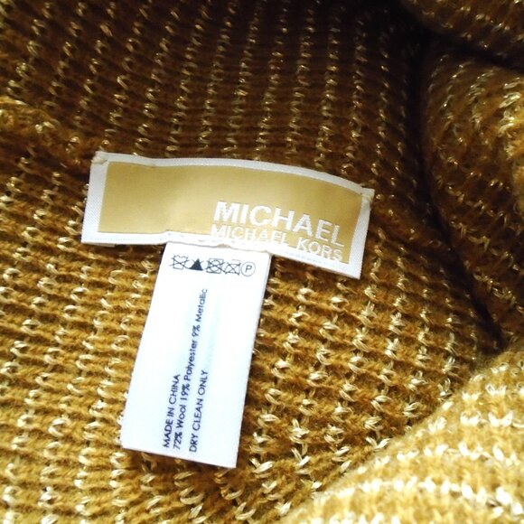 Michael Kors Metallic Wool Blend Beanie Dark Caramel Gold 1 Size main image 4